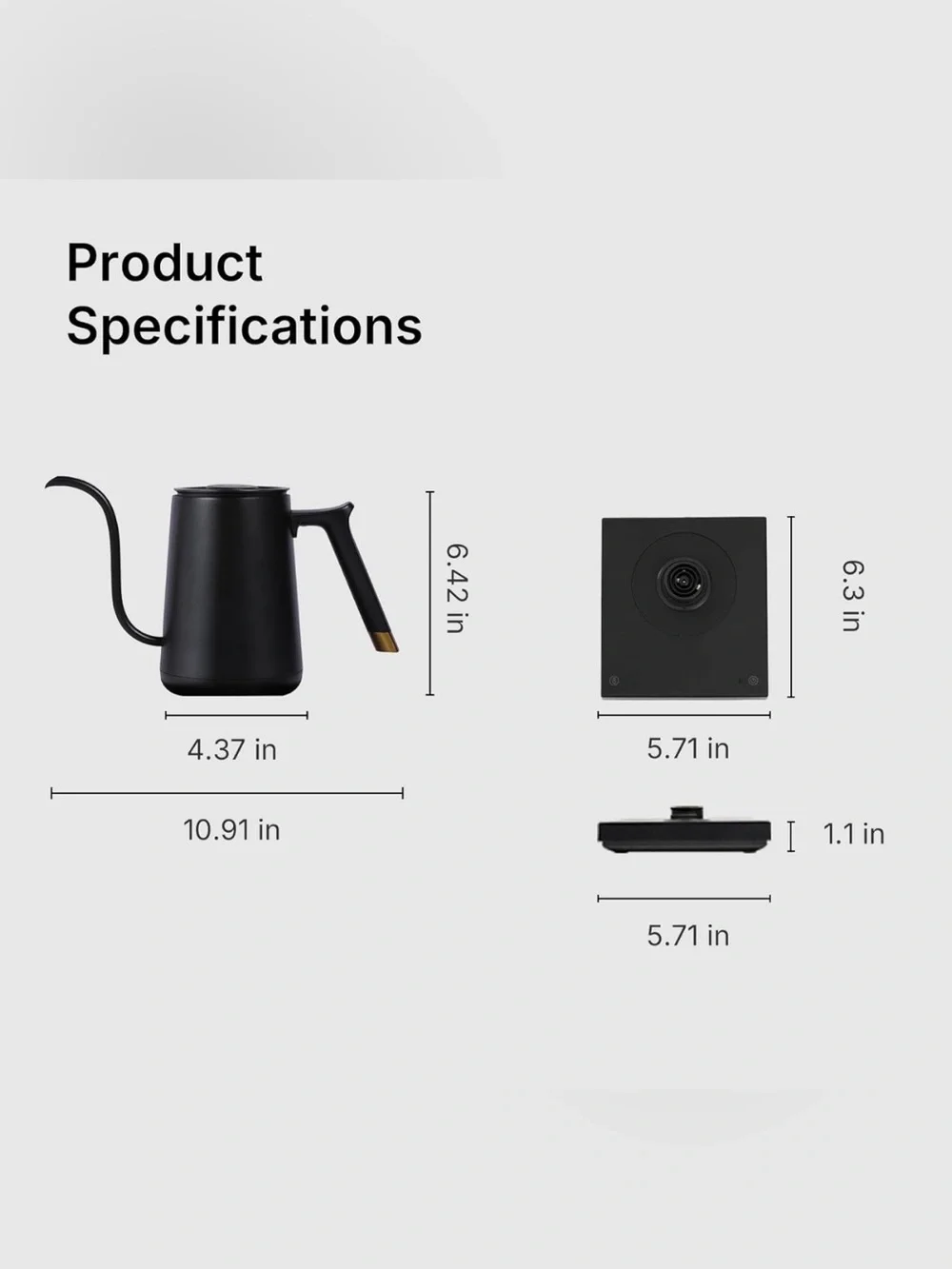 Timemore Fish Smart Electric Kettle 600ml Gooseneck Pour Over NEW Open Box